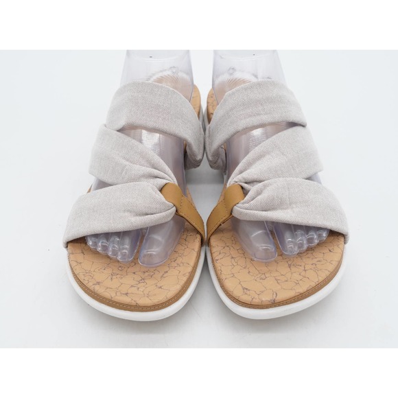 Clarks Sandals Womens 11 Gray Fabric Slides Open To Eliza Skip Platform Open Toe - Picture 6 of 12